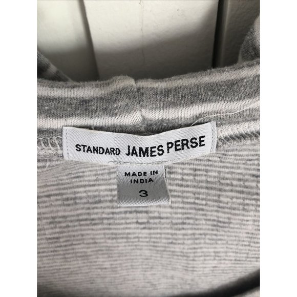 James Perse Size 3 Grey White Stripe Hoodie - Picture 2 of 7